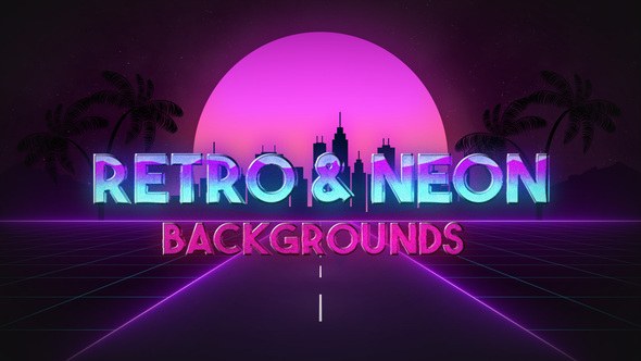 Videohive Retro Wave & Neon Backgrounds Elements template preview