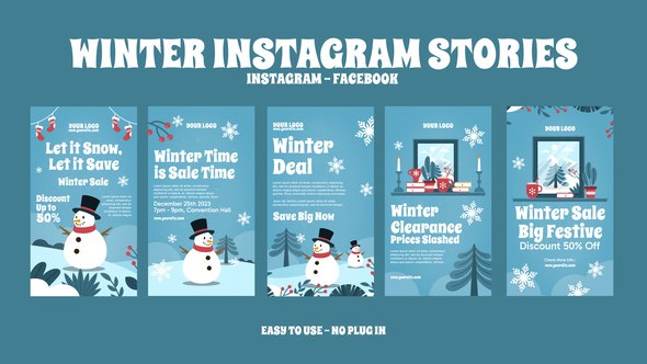 Videohive Winter Instagram Stories Openers template preview
