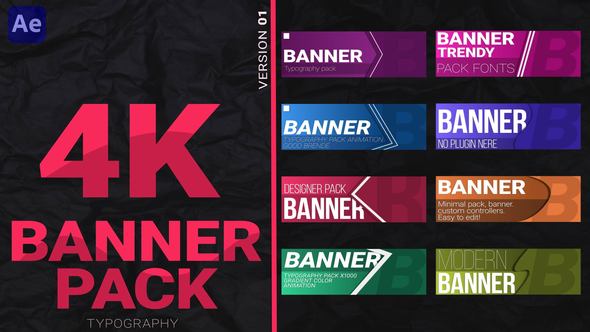 Videohive Banner pack 4K Titles template preview