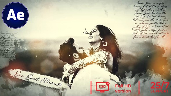 Videohive Ink Wedding Slideshow || Brush Wedding Slideshow Video Displays template preview