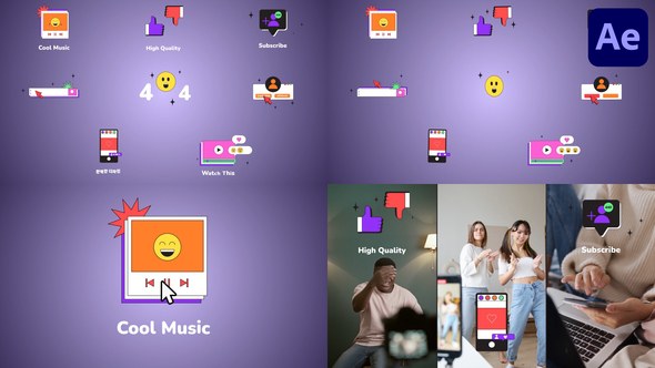 Videohive Internet Browser Interface Icons And Titles for After Effects Elements template preview