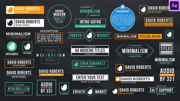 Minimal Titles & Lower Thirds Video Displays template preview