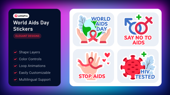 Videohive World Aids Day Stickers Elements template preview