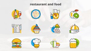 Restaurant And Food - Flat Animated Icons Video Displays template preview