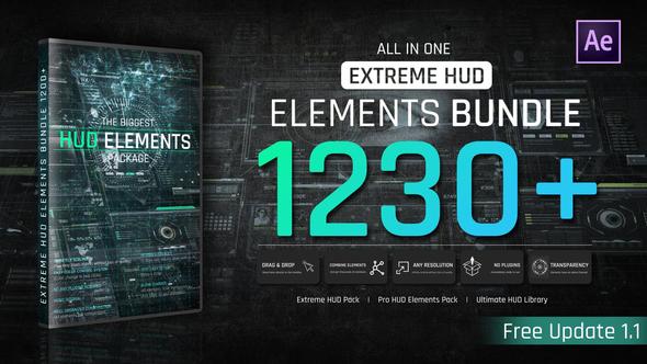 Videohive Extreme HUD Elements Bundle 1200+ Elements template preview
