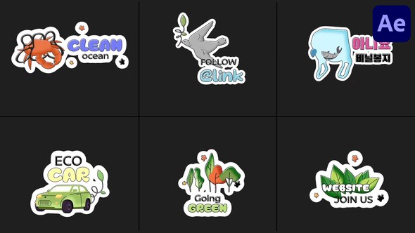 Videohive Ecology Sticker Titles | After Effects Titles template preview