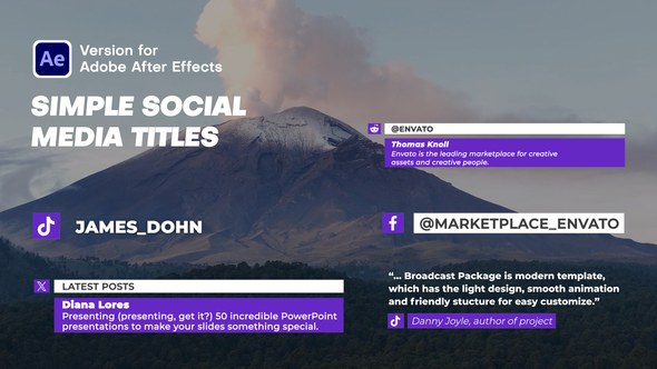 Videohive Simple Social Media Titles Titles template preview