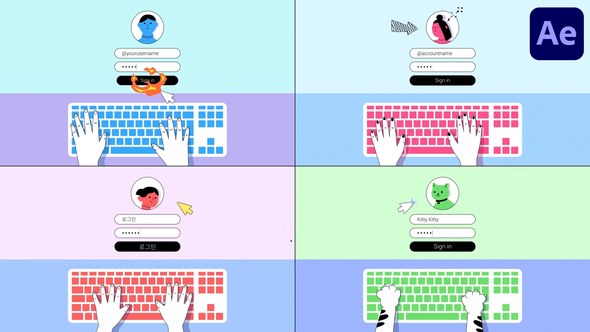 Videohive Keyboard Login Explainer for After Effects Titles template preview