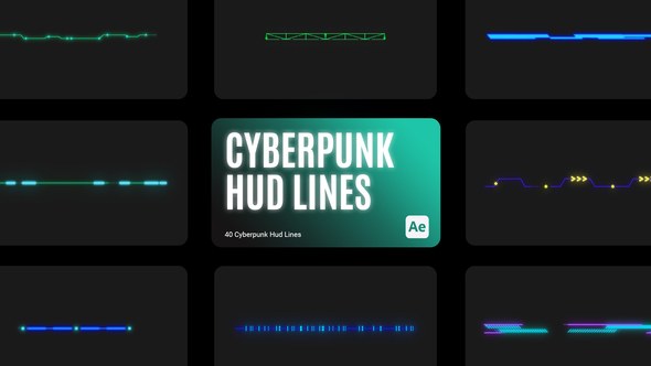 Videohive Cyberpunk HUD Lines for After Effects Elements template preview