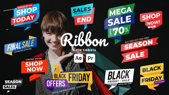 Videohive Ribbon Sale Labels Elements template preview