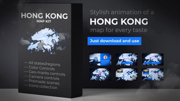 Videohive Hong Kong Animated Map - Hong Kong Region of the Peoples Republic of China 24304594 Logo Stings template preview