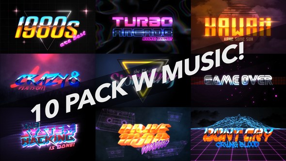 Videohive 4K 1980s 10 Logo Text Intro Pack Openers template preview