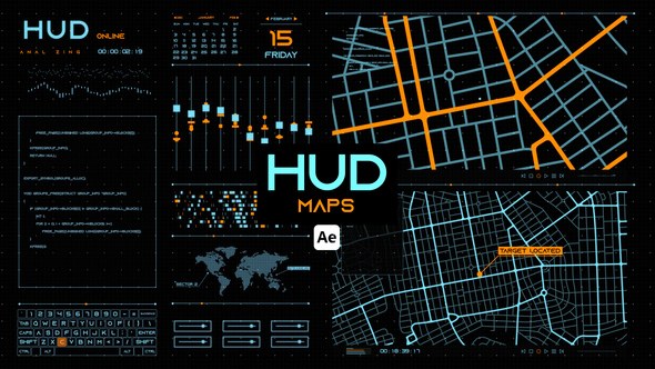 Videohive HUD Maps for After Effects Infographics template preview