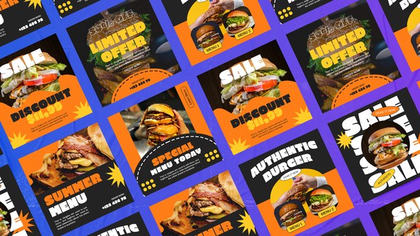 Videohive Telkom Burger Media Posts Product Promo template preview
