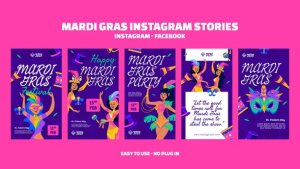 Videohive Mardi Gras Instagram Stories Openers template preview
