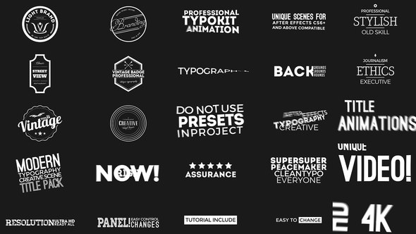 Videohive 30+ Creative Typography Scenes Titles template preview