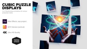 Videohive Cubic Puzzle Promo Cards 4K and Social Video Displays template preview