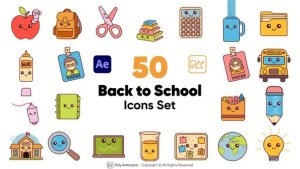 Videohive Back To School Icon Set For After Effects Elements template preview