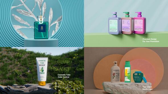 Videohive Cosmetics Cream Shampoo and Soap Mockups Product Promo template preview