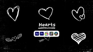 Videohive Hearts Animated Stickers Elements template preview