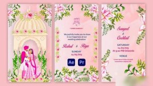 Videohive Romantic Pink Floral Wedding Invitation Instagram Story Elements template preview