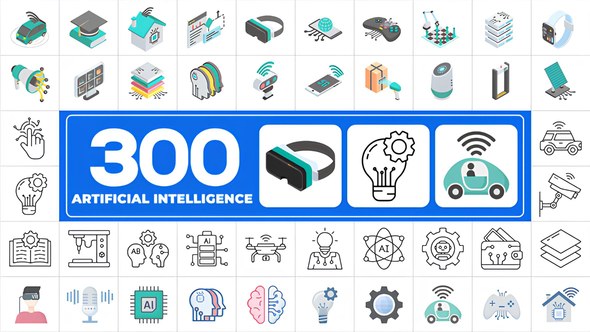 Videohive 300 Icons Pack Artificial Intelligence Elements template preview