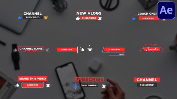 Videohive Youtube Subscribe Buttons | After Effects 32323066 Titles template preview