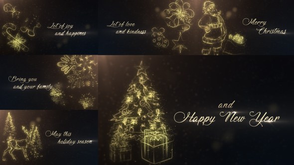 Gold Christmas Wishes Video Displays template preview