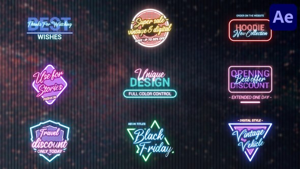 Videohive Black Friday Neon Titles for After Effects Titles template preview