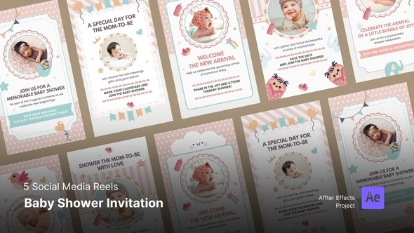 Videohive Baby Shower Invitation - Instagram Reel Template 46169537 Product Promo template preview