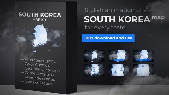Videohive South Korea Map - Republic of Korea Map Video Displays template preview