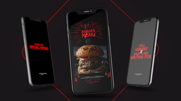 Food Delivery Instagram Promo Video Displays template preview