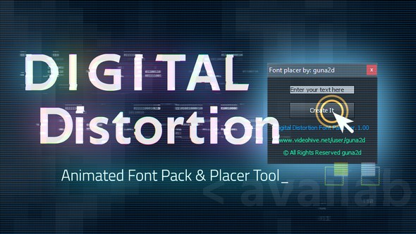Videohive Digital Distortion Animated Font Pack with Tool Titles template preview