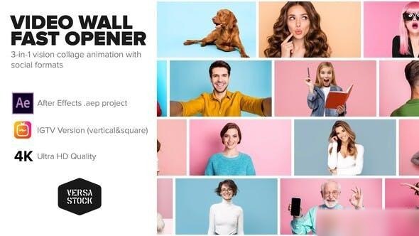 Videohive Video Wall Fast Opener 4K and Social Openers template preview