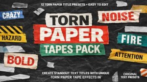 Torn Paper Tapes Pack Titles template preview
