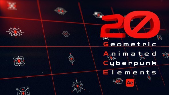 Videohive Geometric Animated Cyberpunk Elements Elements template preview