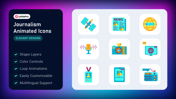 Videohive Journalism Animated Icons Elements template preview