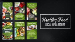Videohive Healthy Food Social Media Stories Infographics template preview