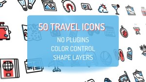 Travel Holiday Flat Icons Video Displays template preview