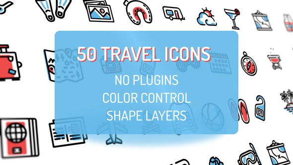 Travel Holiday Flat Icons Video Displays template preview