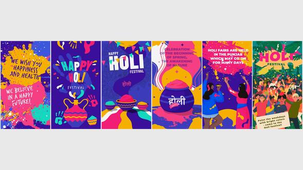 Videohive Holi Vertical Stories Elements template preview