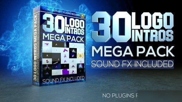 Videohive minimal logo Reveal Mega pack 30 in 1 logo intro Ident with free Audio logo intro collection Logo Stings template preview