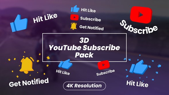 Videohive 3D YouTube Subscribe Pack Elements template preview