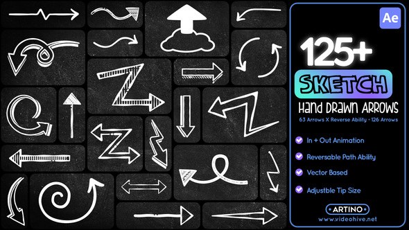 Videohive 125 Sketch Hand Drawn Arrows Elements template preview
