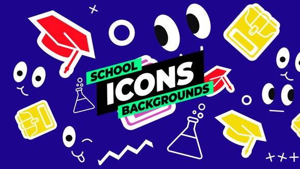 Videohive School Icons Backgrounds Elements template preview