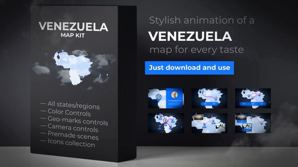 Videohive Venezuela Map - Bolivarian Republic of Venezuela Map Kit Video Displays template preview