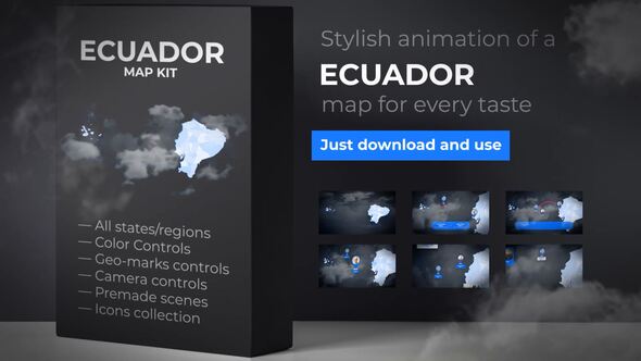 Ecuador Map - Republic of Ecuador Map Kit Video Displays template preview