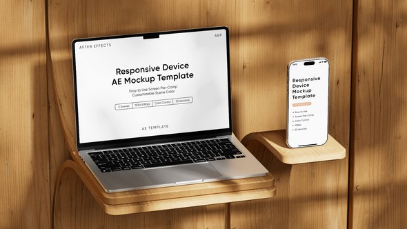 Videohive Responsive Device Phone 17 / Tablet Air / Laptop Screen Mockup Template Product Promo template preview