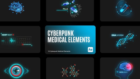 Videohive Cyberpunk HUD Medical Elements for After Effects Elements template preview