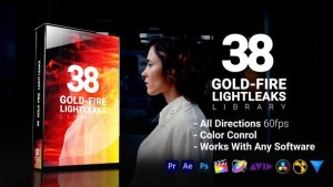 Videohive 3D Light Leaks - Gold Fire Elements template preview